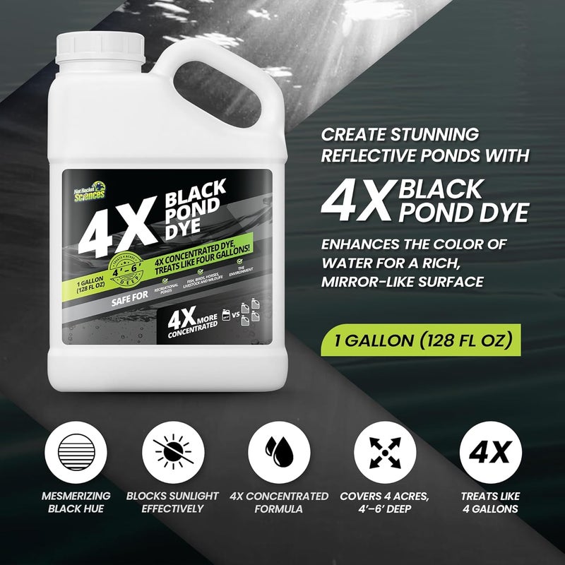 Not Rocket Sciences 1 Gallon Reflective Black Pond Dye, 4X Concentrate Pond Dye Black, Natural Looking and Long Lasting Liquid Lake Colorant, Protects Against Sunlight - Ideal for Fish, Birds, and Wildlife - Image 2